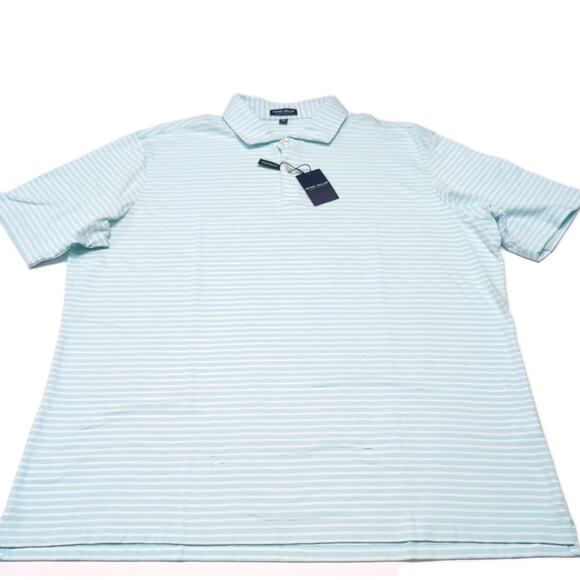 Peter Millar Light Blue and White Striped Polo Shirt - Picture 4 of 16